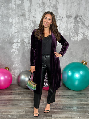 Purple Velvet Duster Coat -  Purple (XSmall - 3X)  BESTSELLER - FINAL SALE