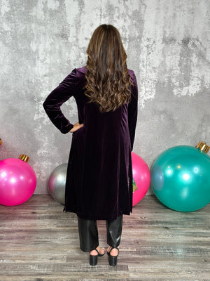 Purple Velvet Duster Coat -  Purple (XSmall - 3X)  BESTSELLER - FINAL SALE
