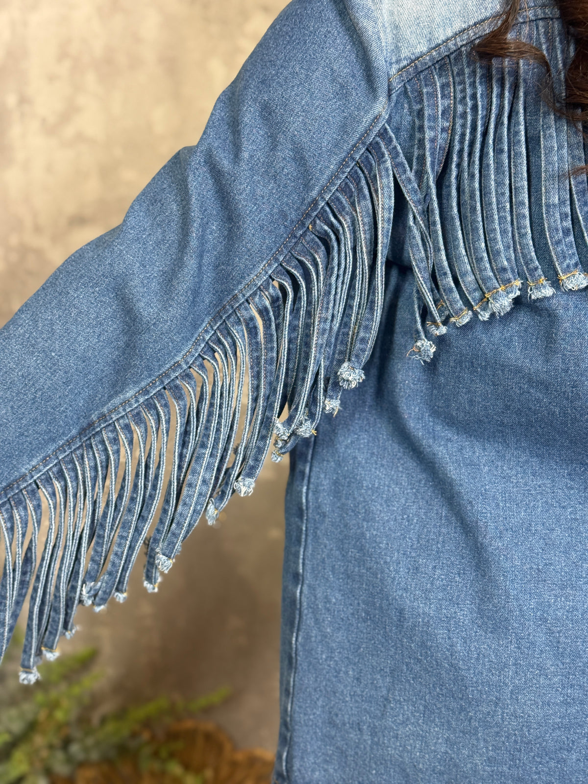 Denim Fringe Blazer