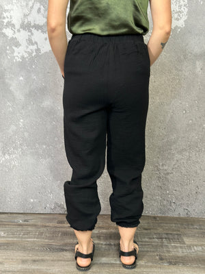 Rachelle Cotton Gauze Pants - Black (Small - 3X)
