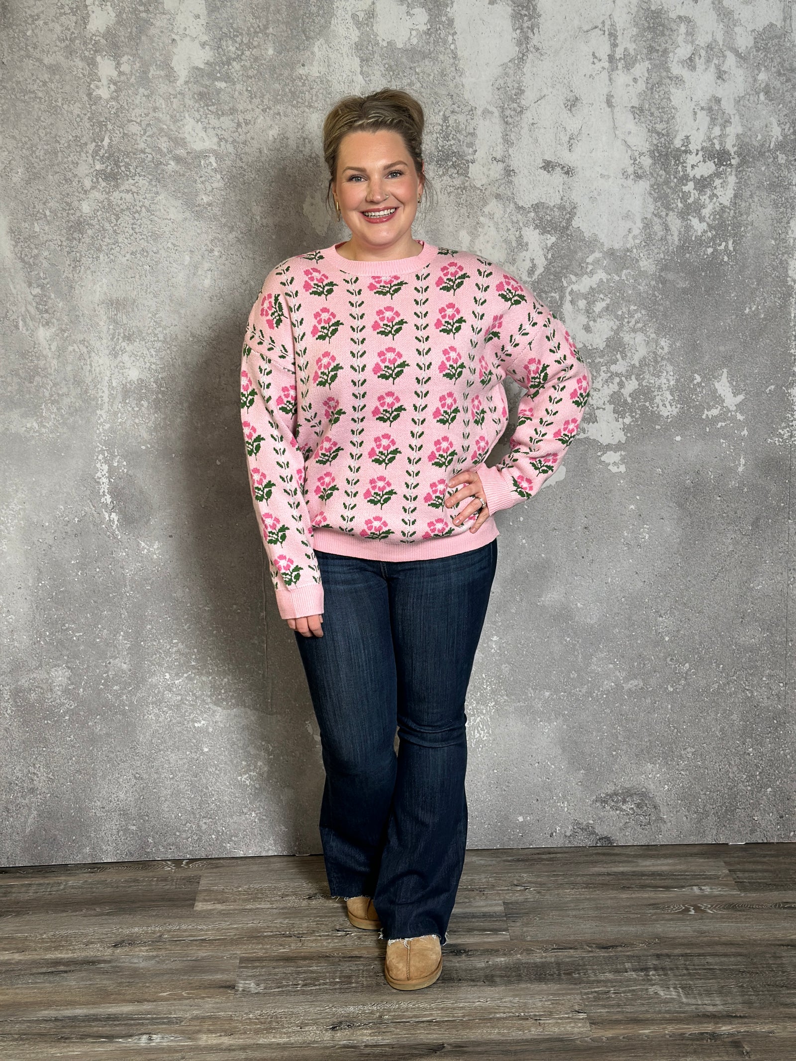 Pink Floral Sweater - FINAL SALE