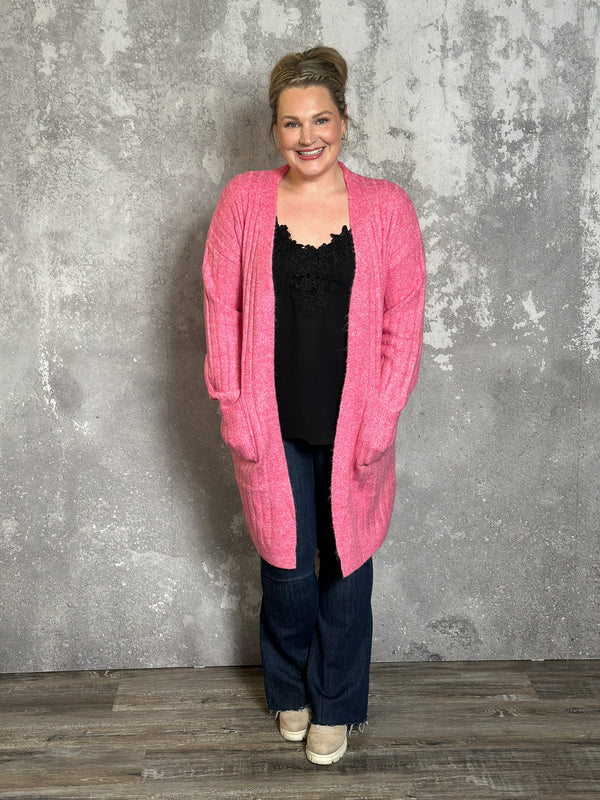 Long Pink Cardigan (Small - 3X) - The Pink Porcupine ltd.