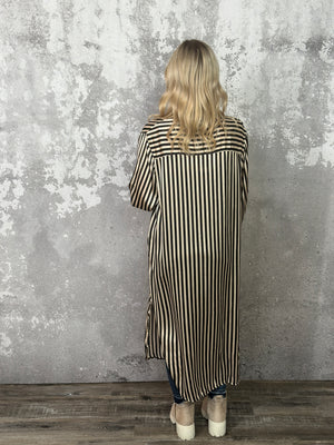Stripe Duster - Black/Cream