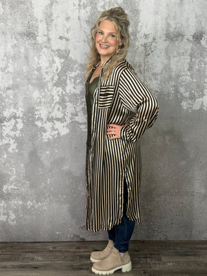 Stripe Duster - Black/Cream
