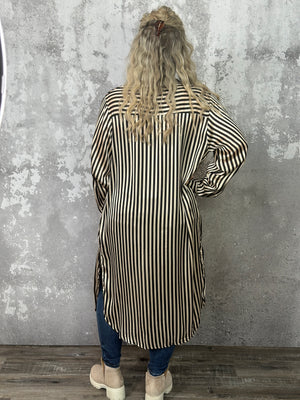 Stripe Duster - Black/Cream