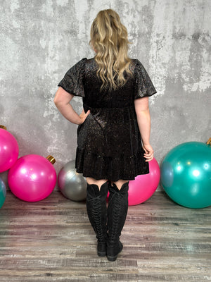 Black Velvet Multicolor Sparkle Dress - FINAL SALE