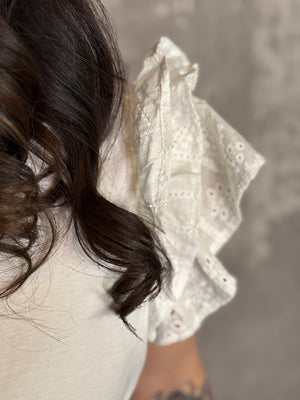 White Ruffle Lace Top  - (Small - 3X)