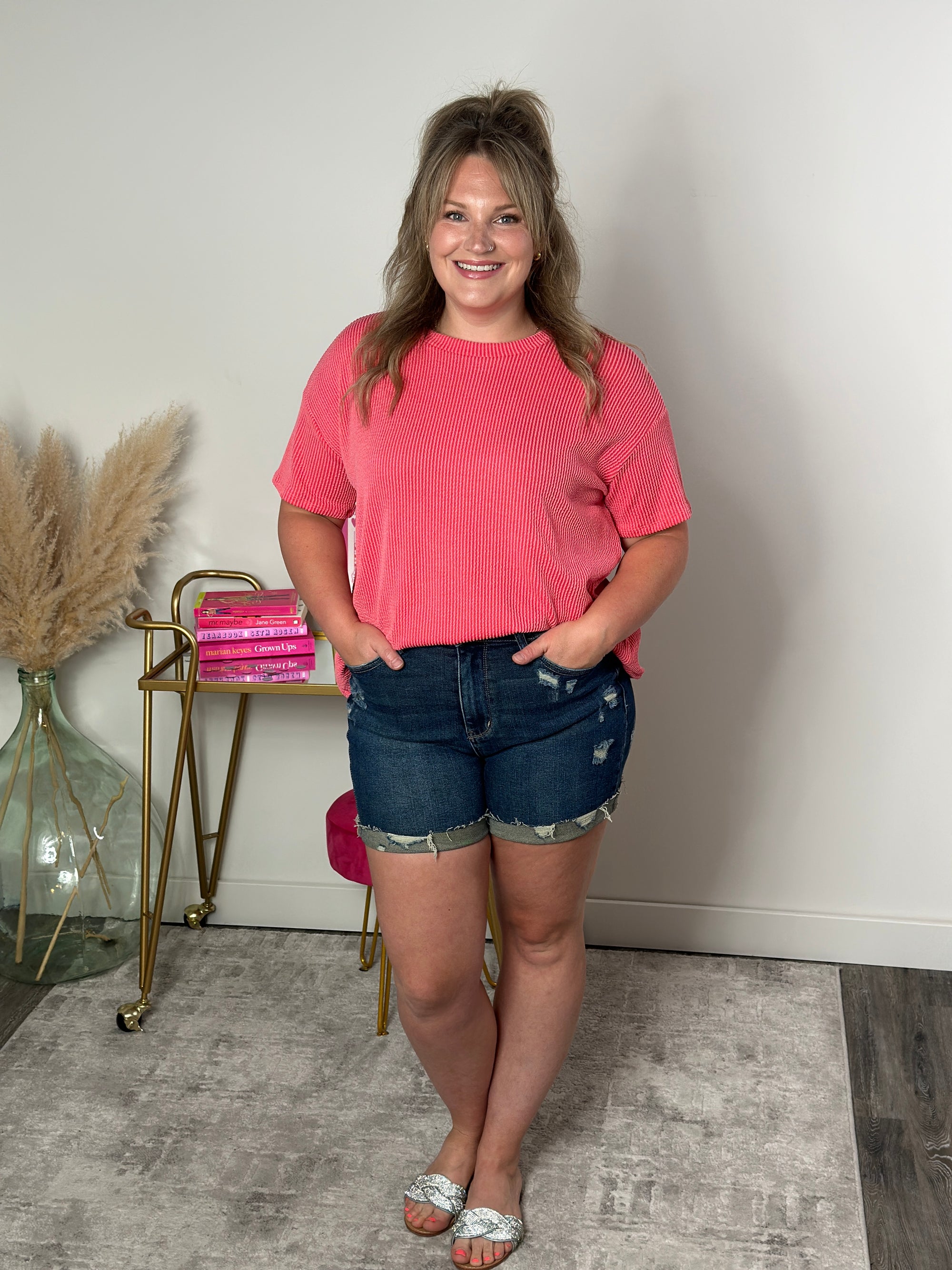 Shift Soft Ribbed Top - Coral