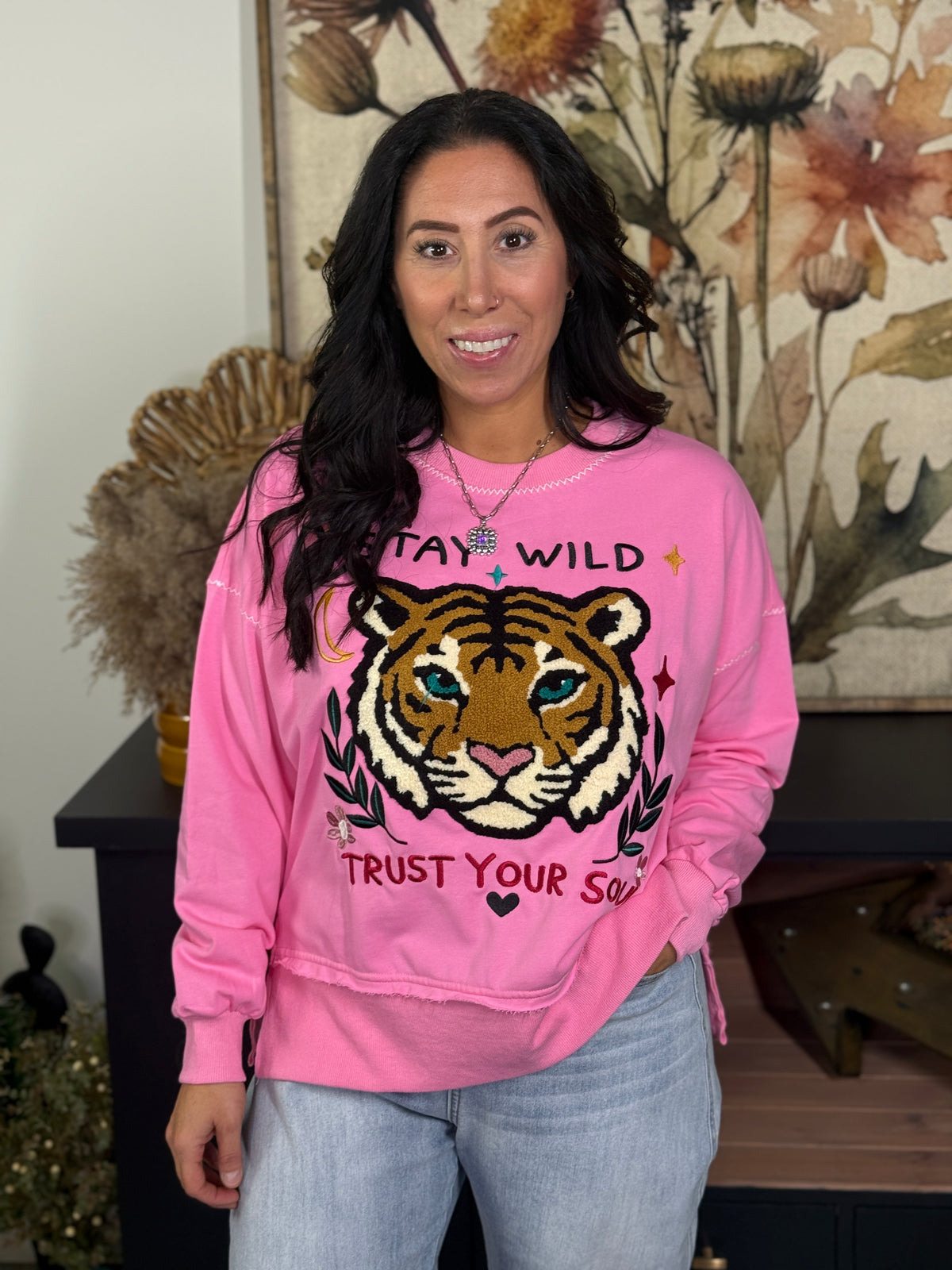 Stay Wild Trust Your Soul Varsity Patch Crewneck (Small - 3X)