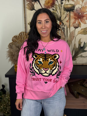 Stay Wild Trust Your Soul Varsity Patch Crewneck (Small - 3X)