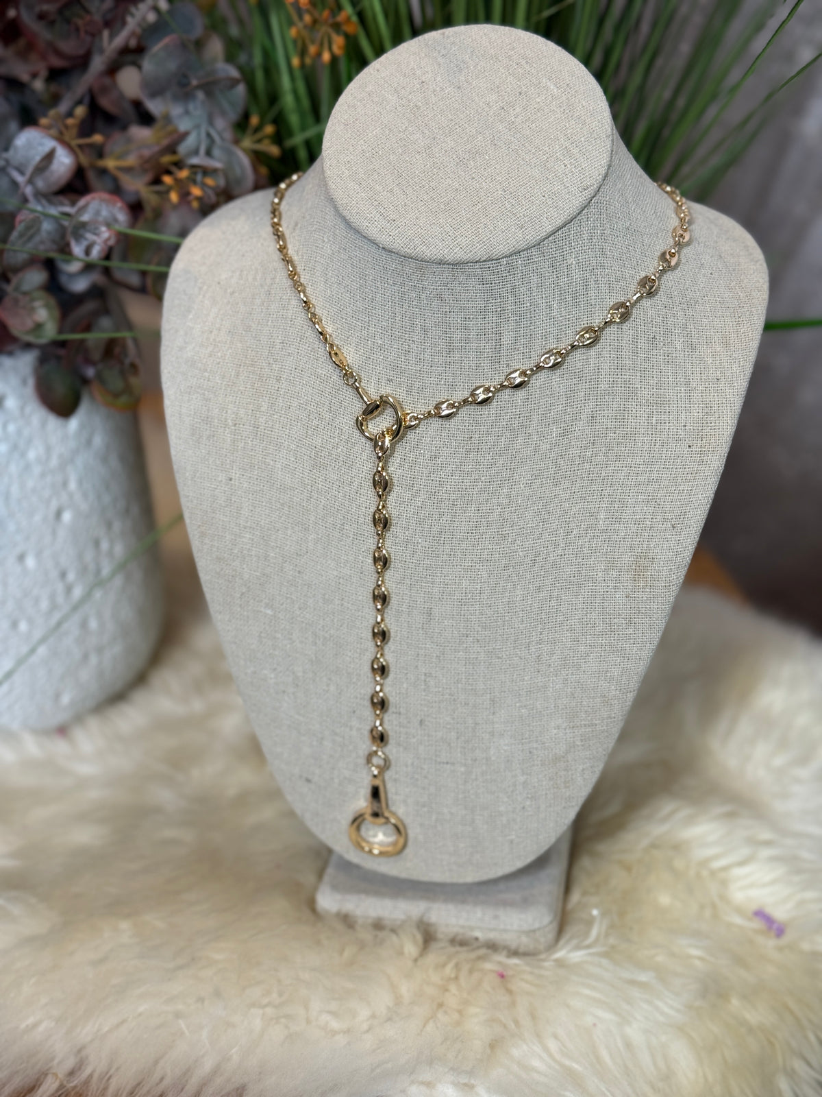 Long Gold Bit Necklace
