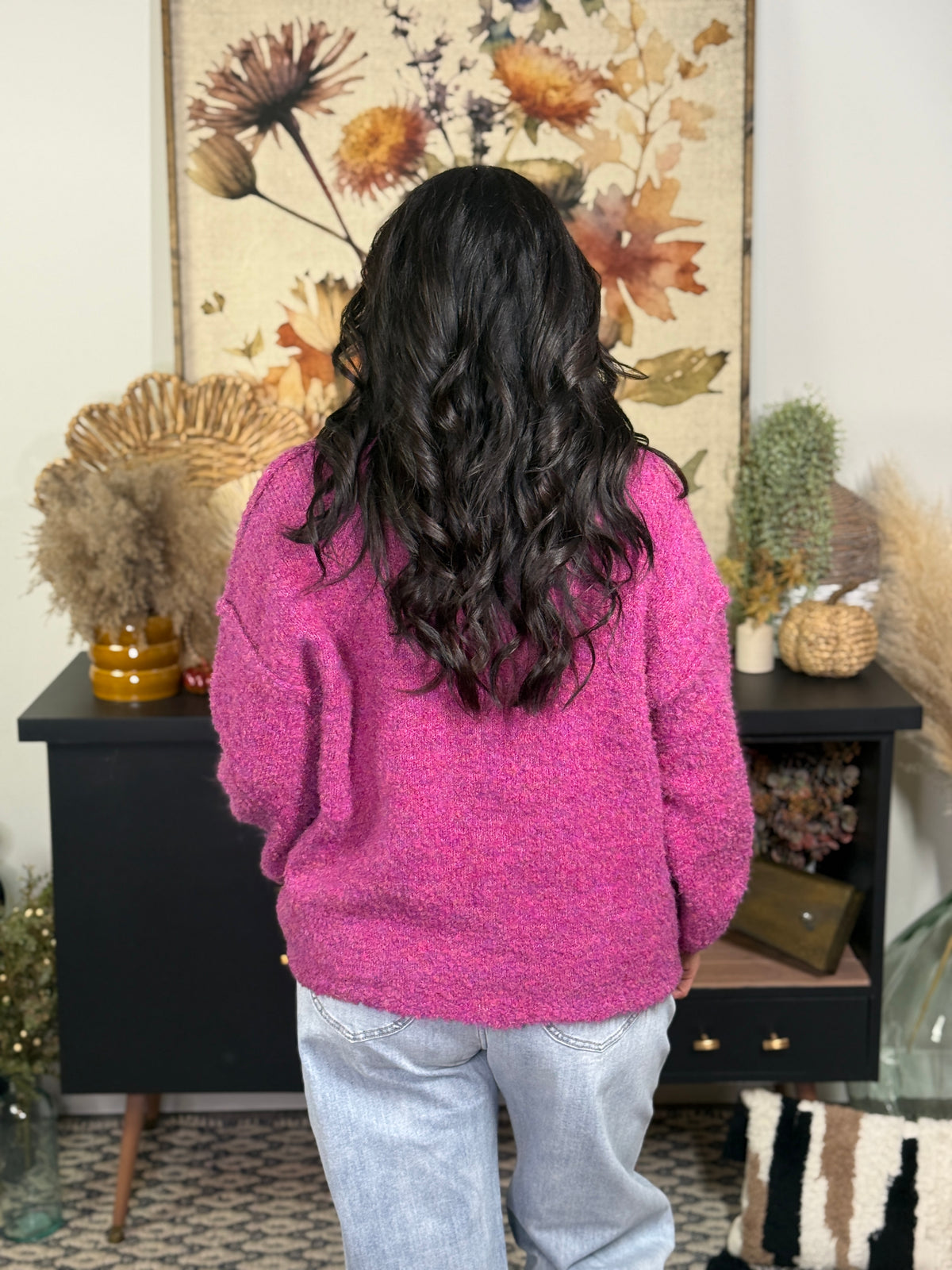 Magenta Sweeter Cardigan with Fun Buttons