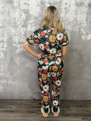 Buttery Shirley Jogger Lounge Set - Boho Floral Fall (Small - 3X)