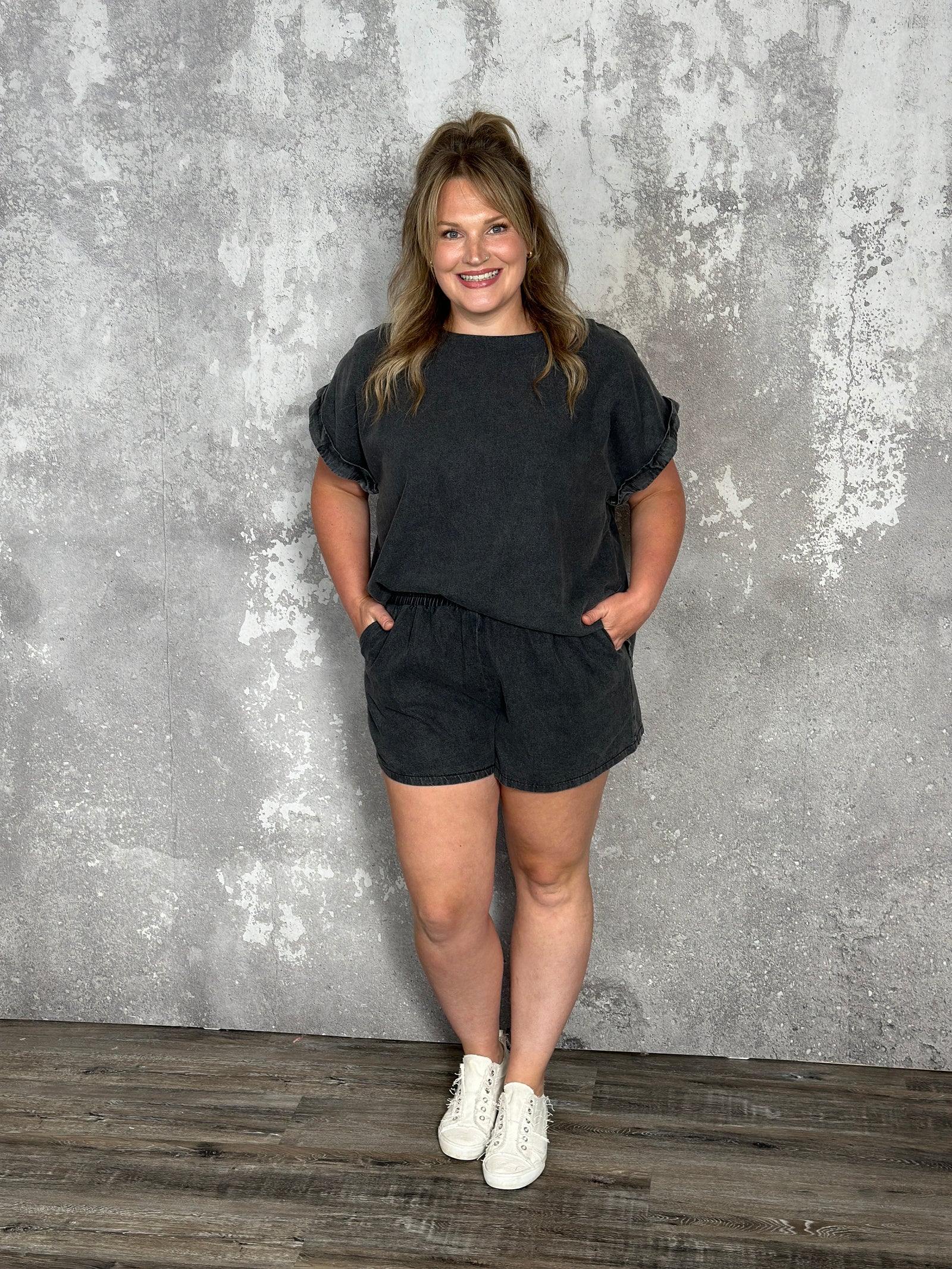 Denim Chambray Set - Black-FINAL SALE