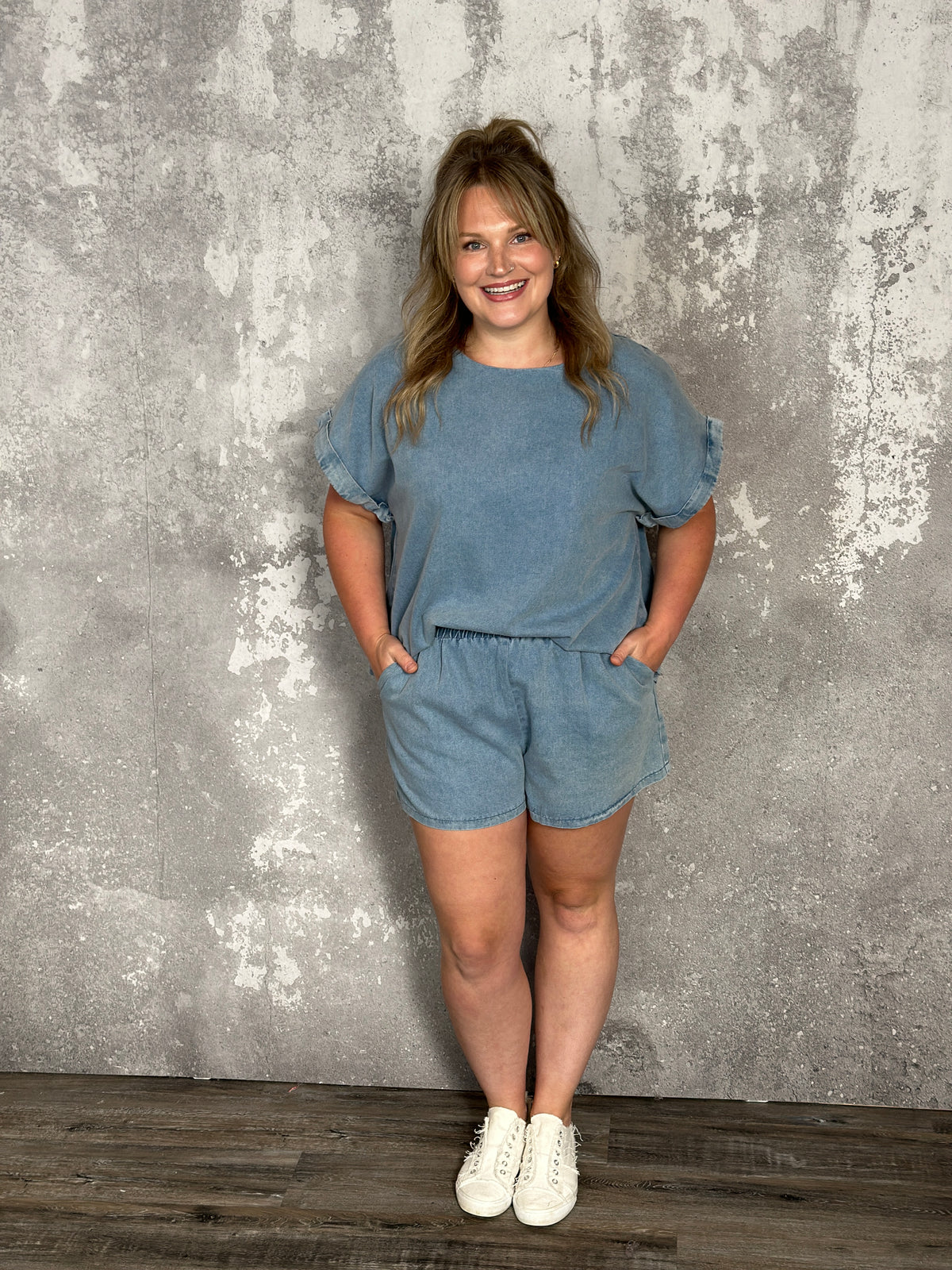 Denim Chambray Set - Blue