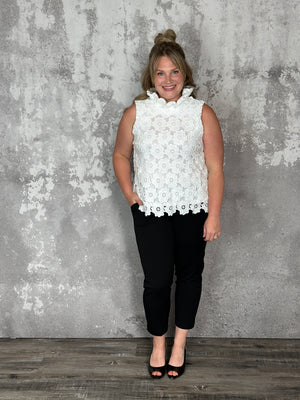 Bow Back Floral Lace Top - White