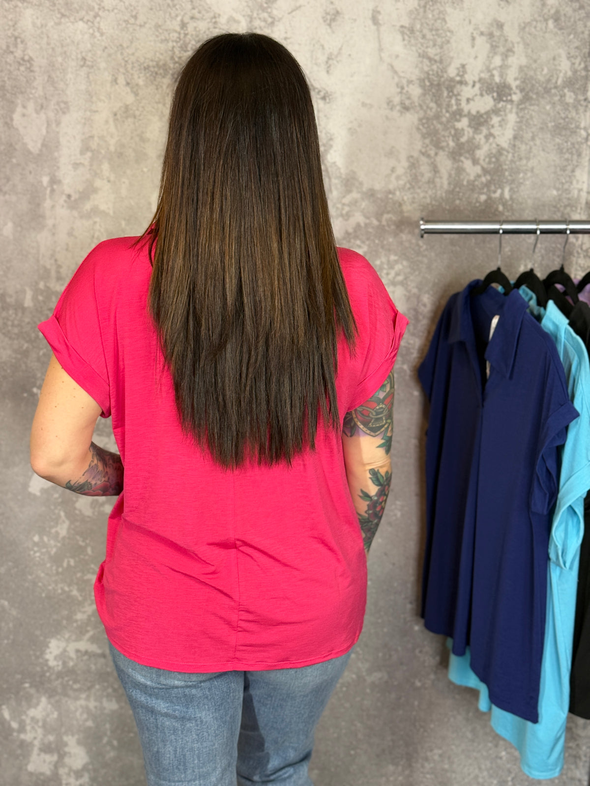 The Wrinkle Free Fairway Top - Fuschia (Small - 3X)