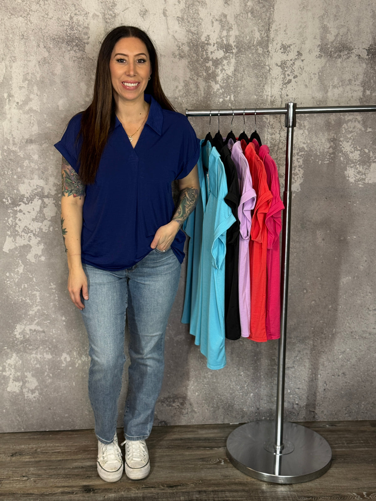 The Wrinkle Free Fairway Top - Navy (Small - 3X)