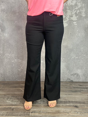 Hyperstretch Colored Wide Leg Mid rise Pant - Black