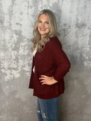 The Cheri Cardigan - Burgundy