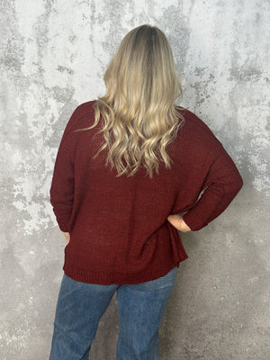 The Cheri Cardigan - Burgundy