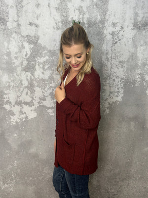 The Cheri Cardigan - Burgundy