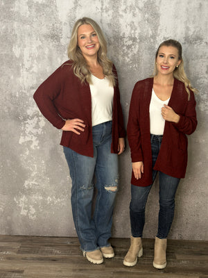 The Cheri Cardigan - Burgundy