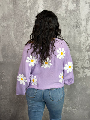 Cutsie Daisy Sweater - Lavender