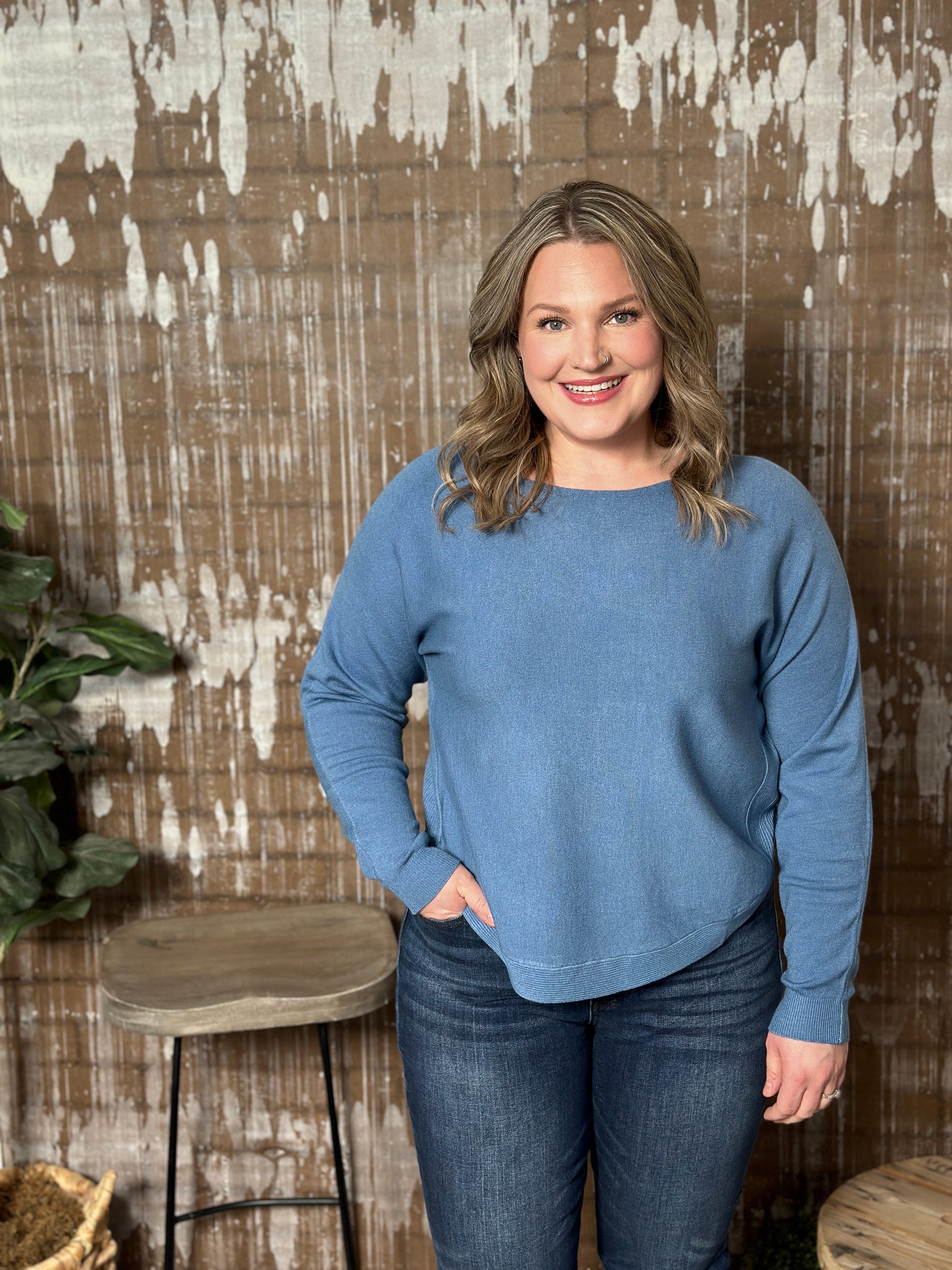 The Dreamer Boatneck Sweater - Blue - FINAL SALE