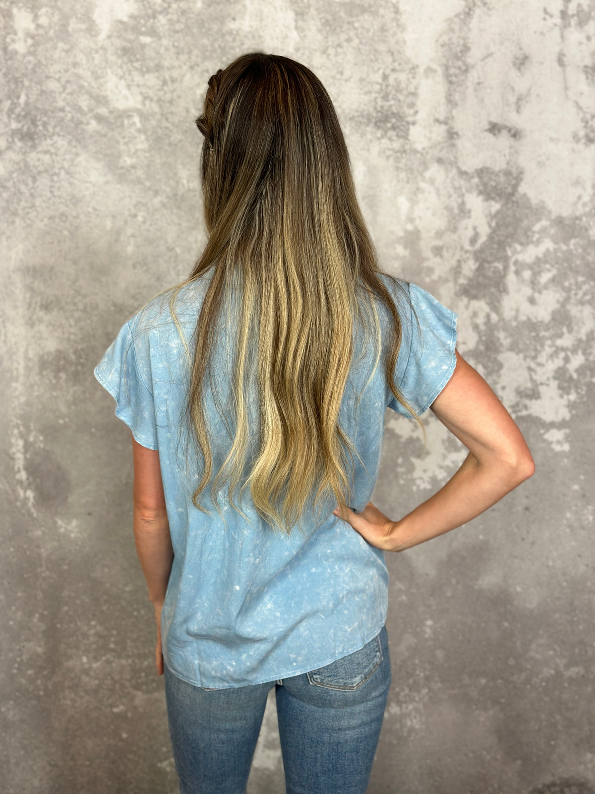 Distressed Chambray Denim Top