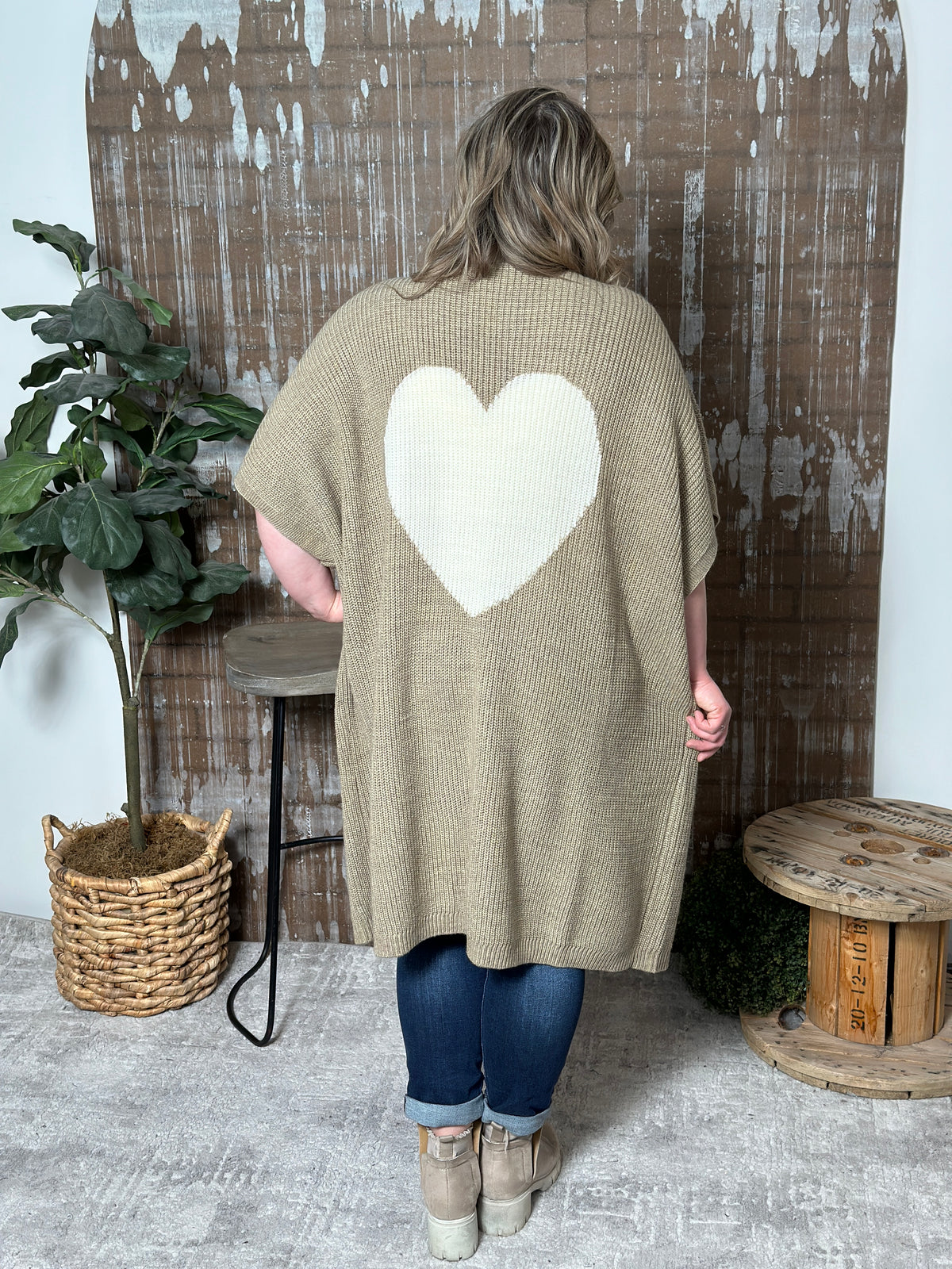 Short Sleeve Heart Cardigan