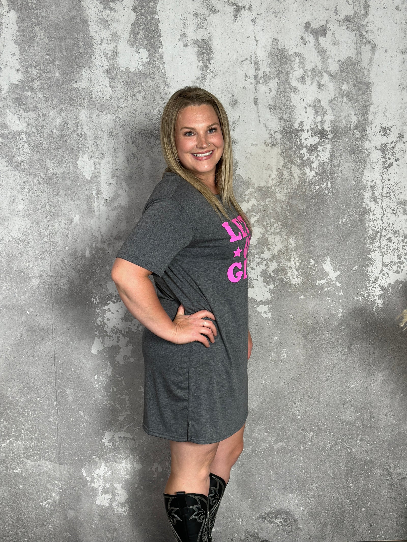 Let's Go Girls Tshirt Dress - FINAL SALE