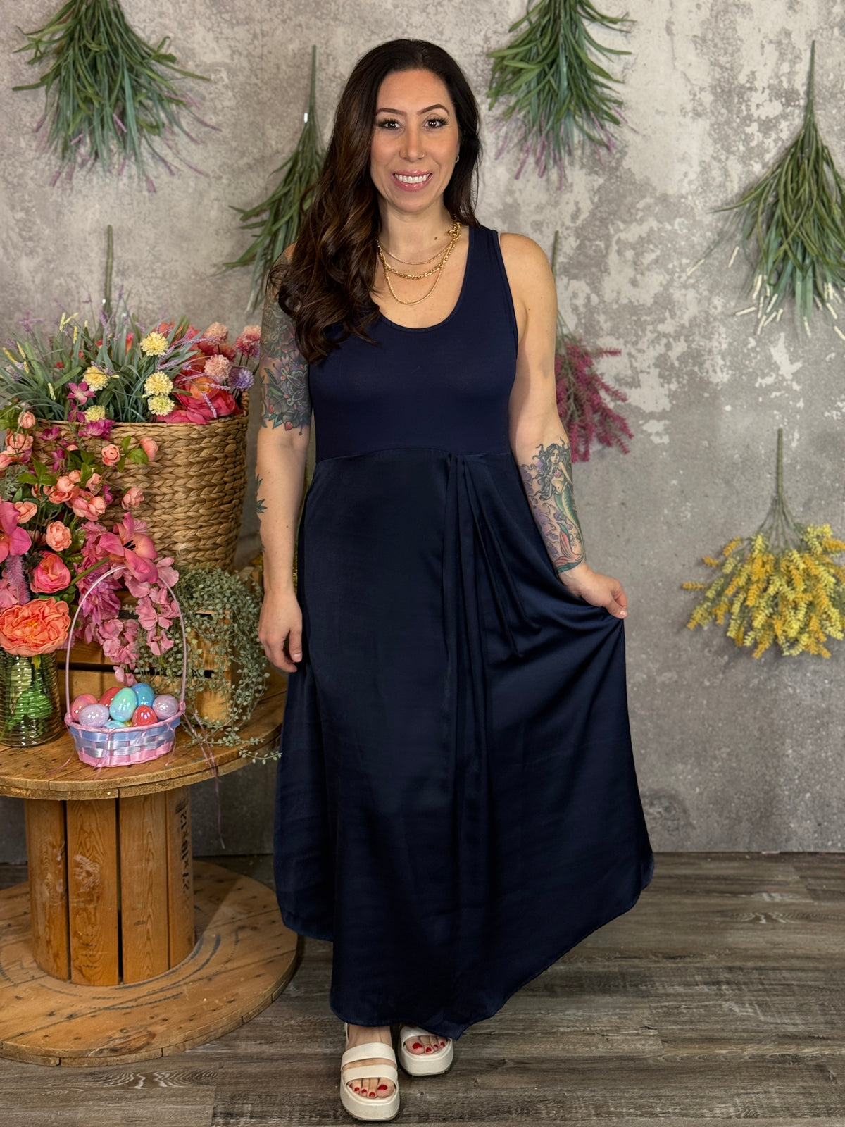 Sweater Set Maxi Dress - Navy