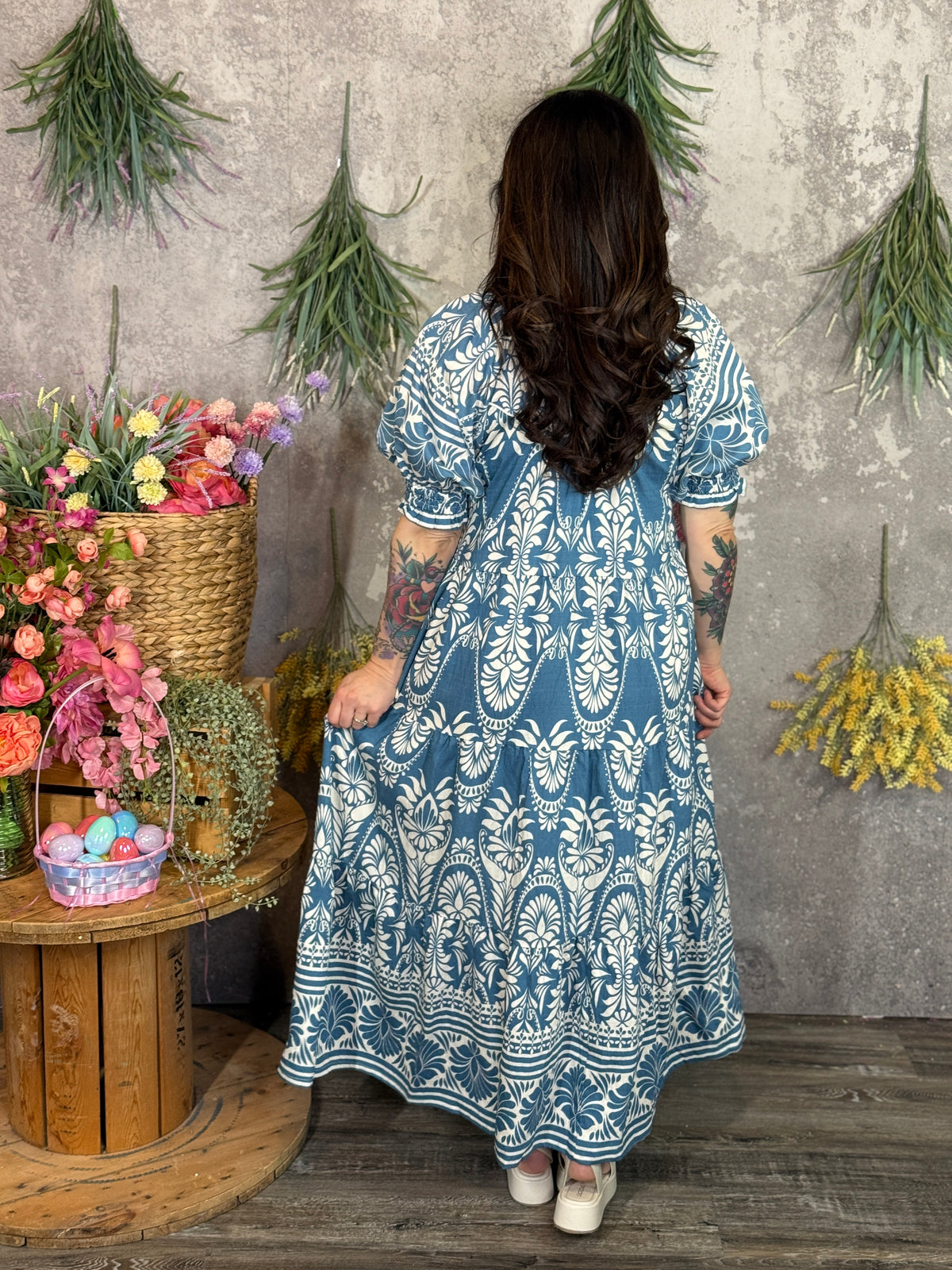 Teal Blue Geo Dress (Small - 2X)