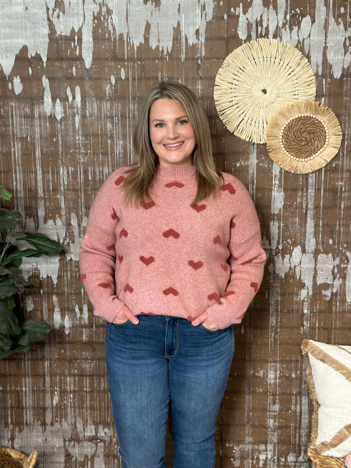 Blush Heart Sweater (Small - 3X)