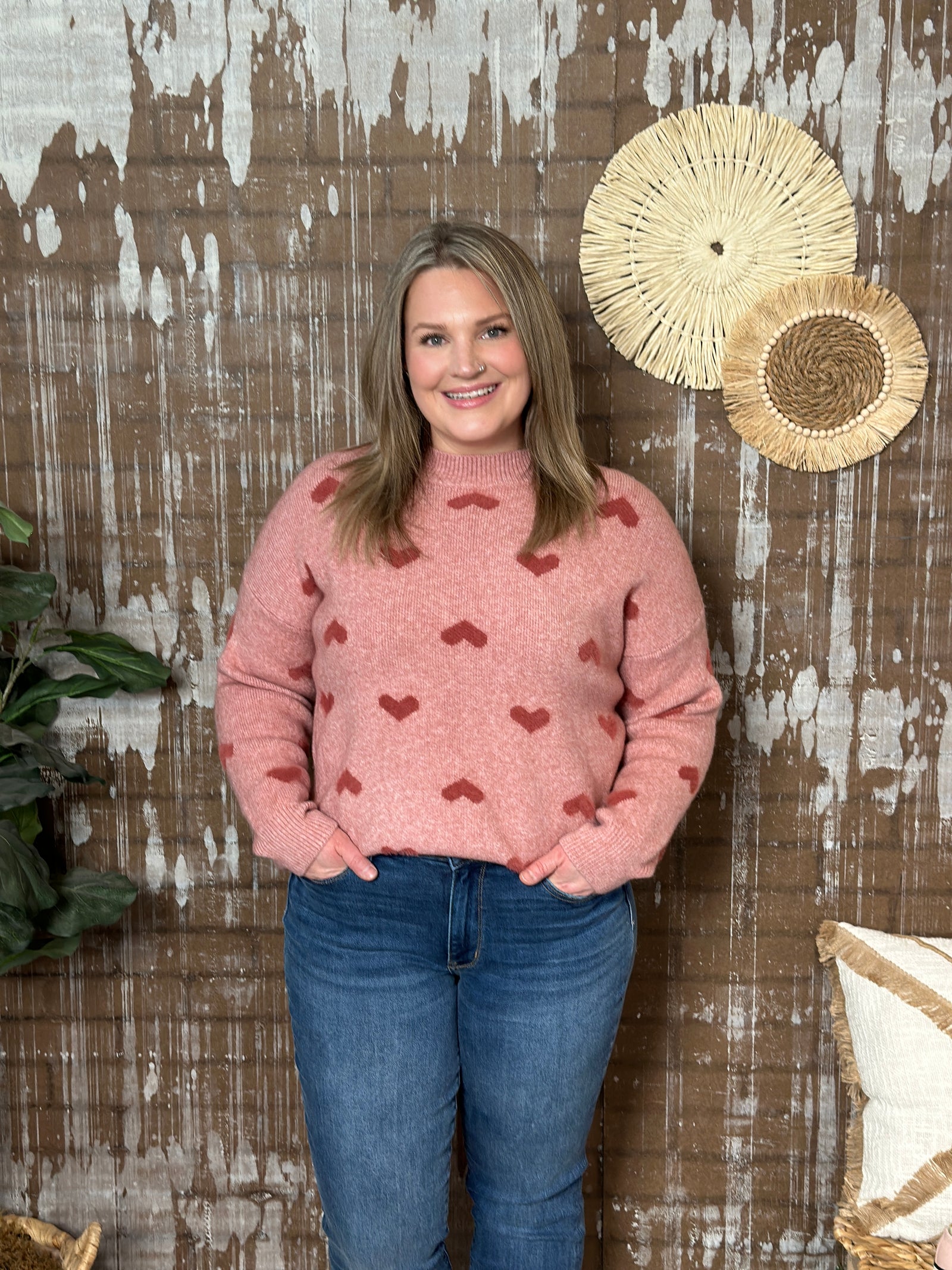 Blush Heart Sweater (Small - 3X)