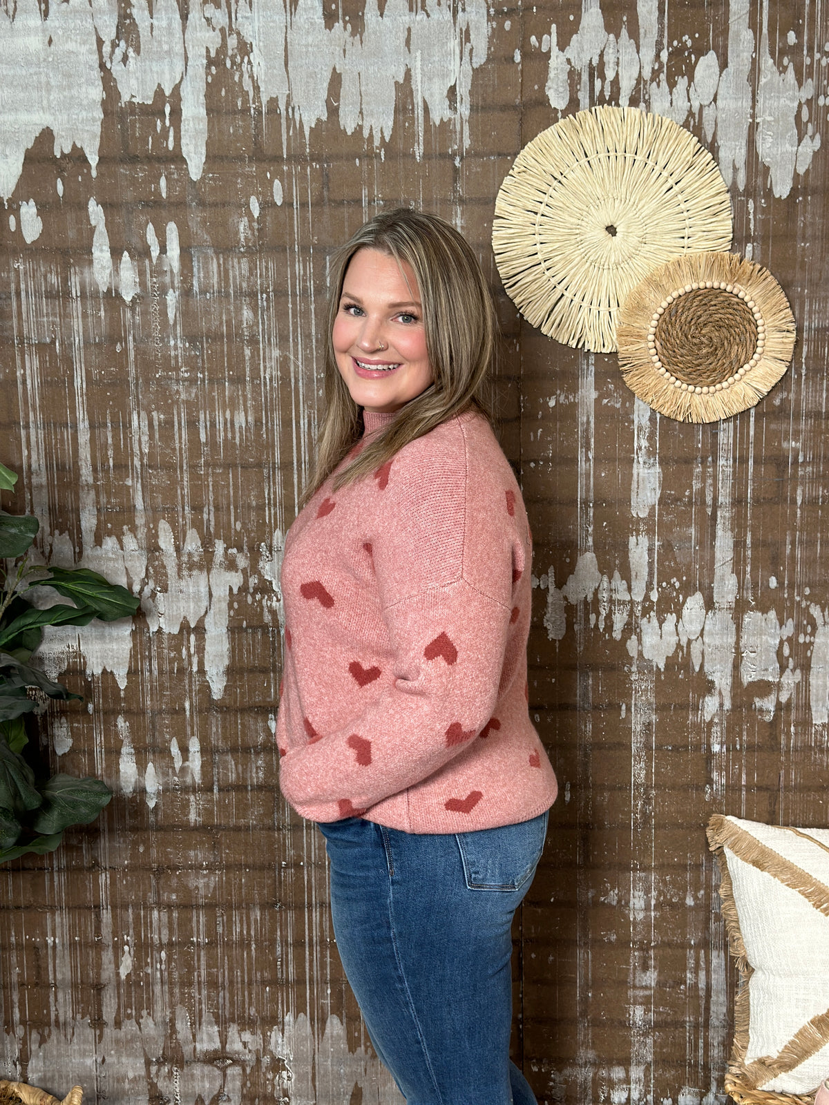 Blush Heart Sweater (Small - 3X)