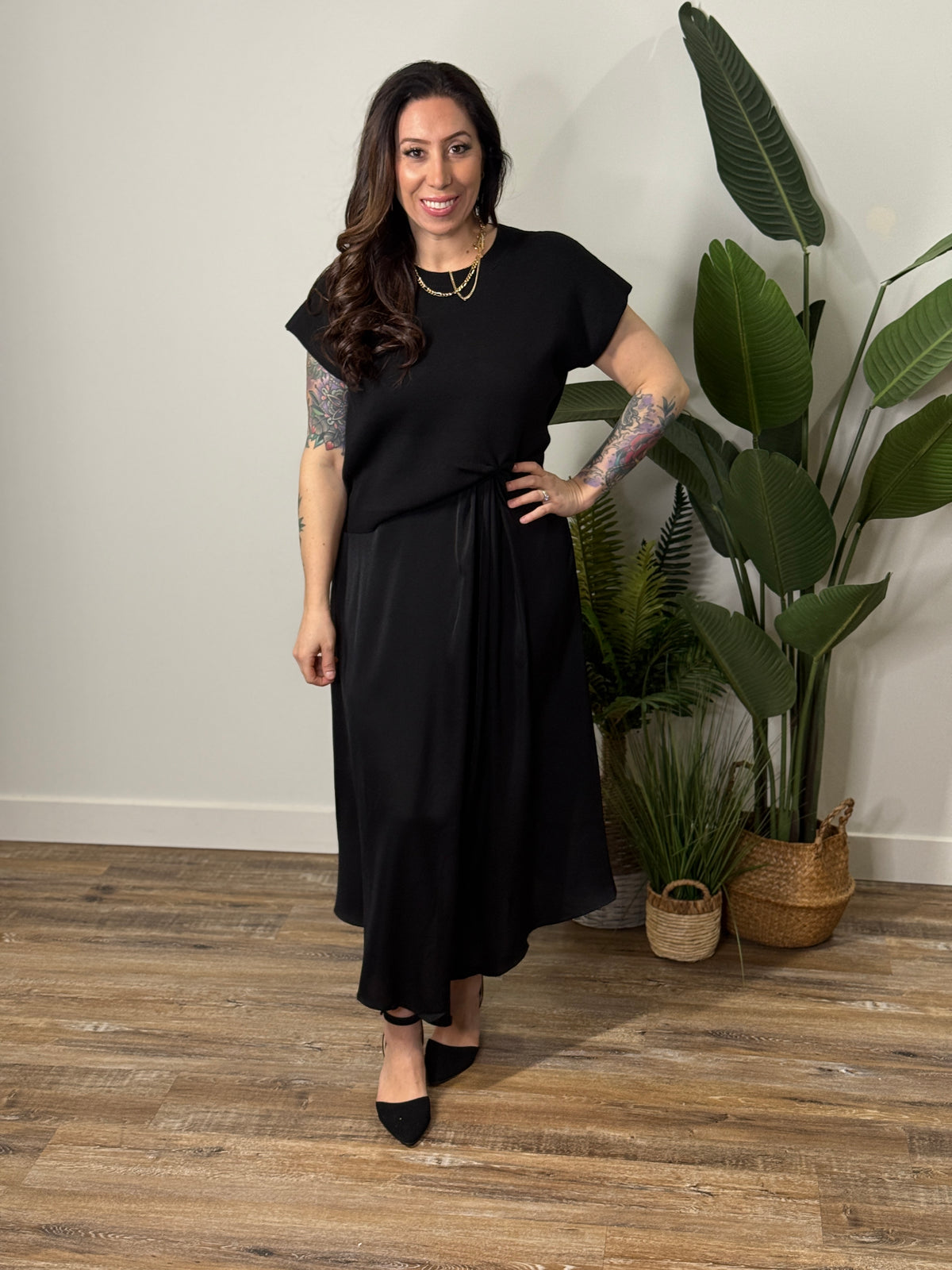 Sweater Set Maxi Dress - Black