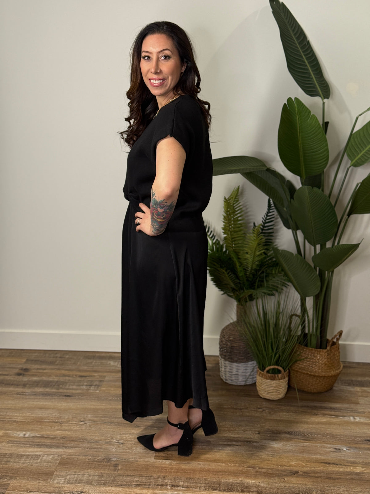 Sweater Set Maxi Dress - Black