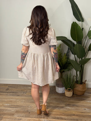Taupe Stripe Front Tie Dress