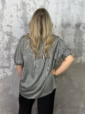 Short Sleeve Stripe Blouse (Small - 3X)