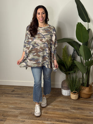Loose Camo Dolman Top- FINAL SALE