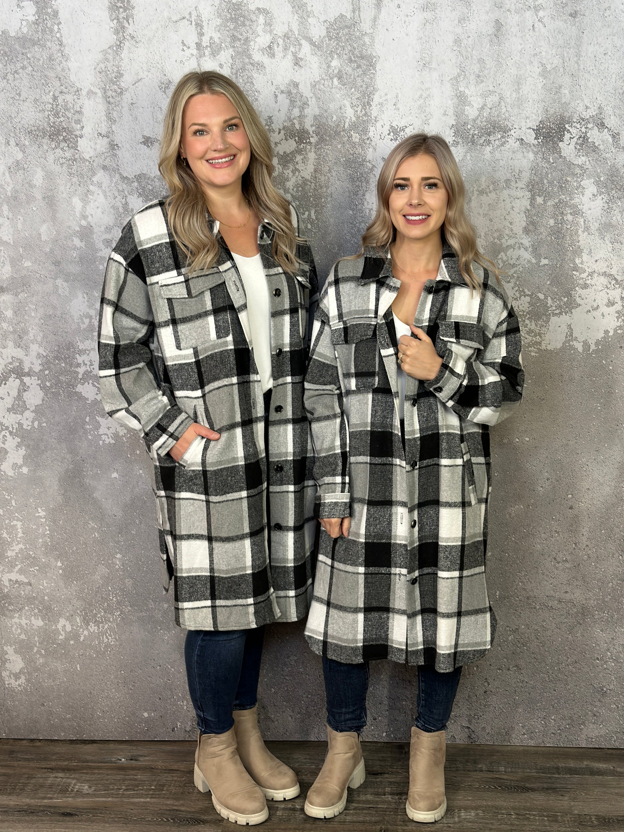 Longline Grey Plaid Shacket
