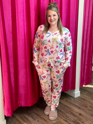 Buttery Shirley Lounge Sets - Bow Heart - (Small - 3X)