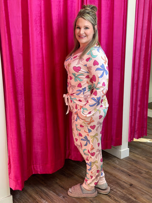 Buttery Shirley Lounge Sets - Bow Heart - (Small - 3X)