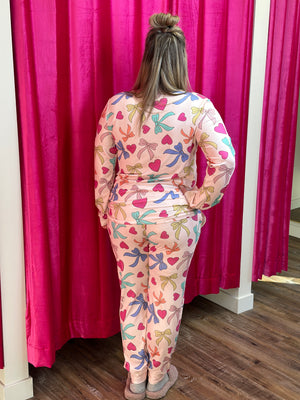 Buttery Shirley Lounge Sets - Bow Heart - (Small - 3X)