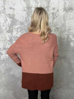 Lightweight Vneck Two Tone Sweater - FINAL SALE