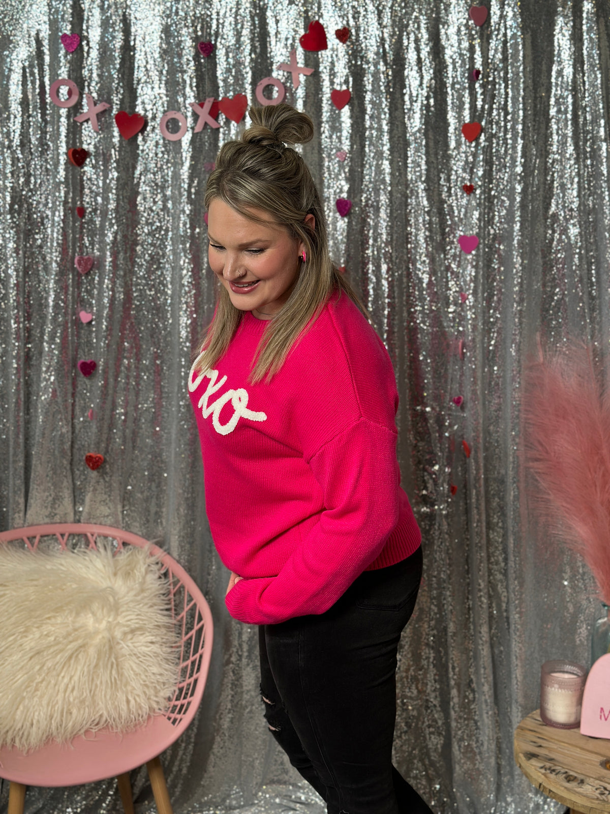 XOXO Fuschia Sweater (Small - 3X)