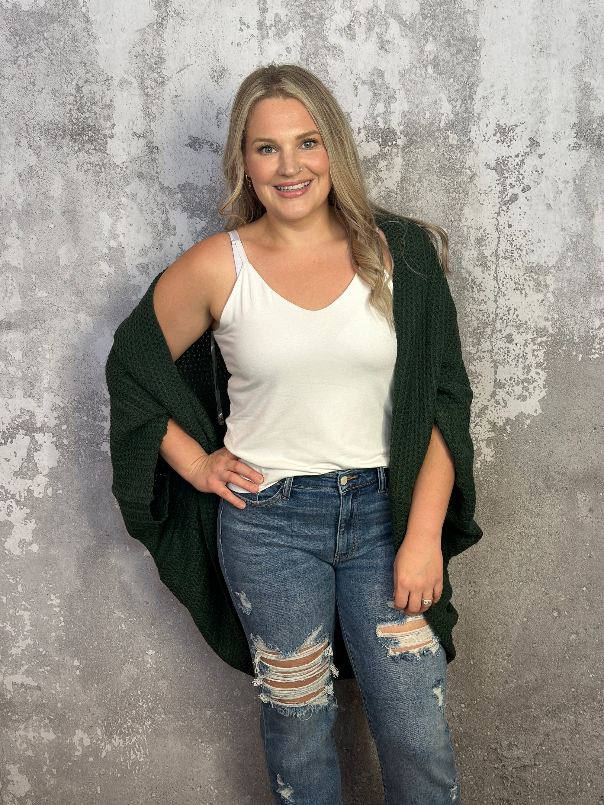 Cocoon Wrap Cardigan - Evergreen
