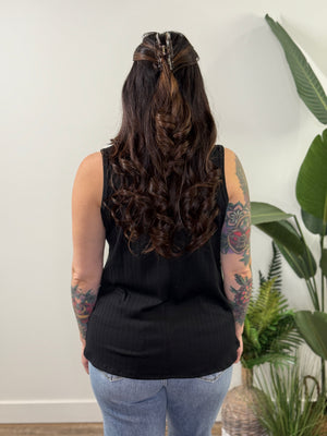 Vneck Pocket Tank - Black (Small - 3X)